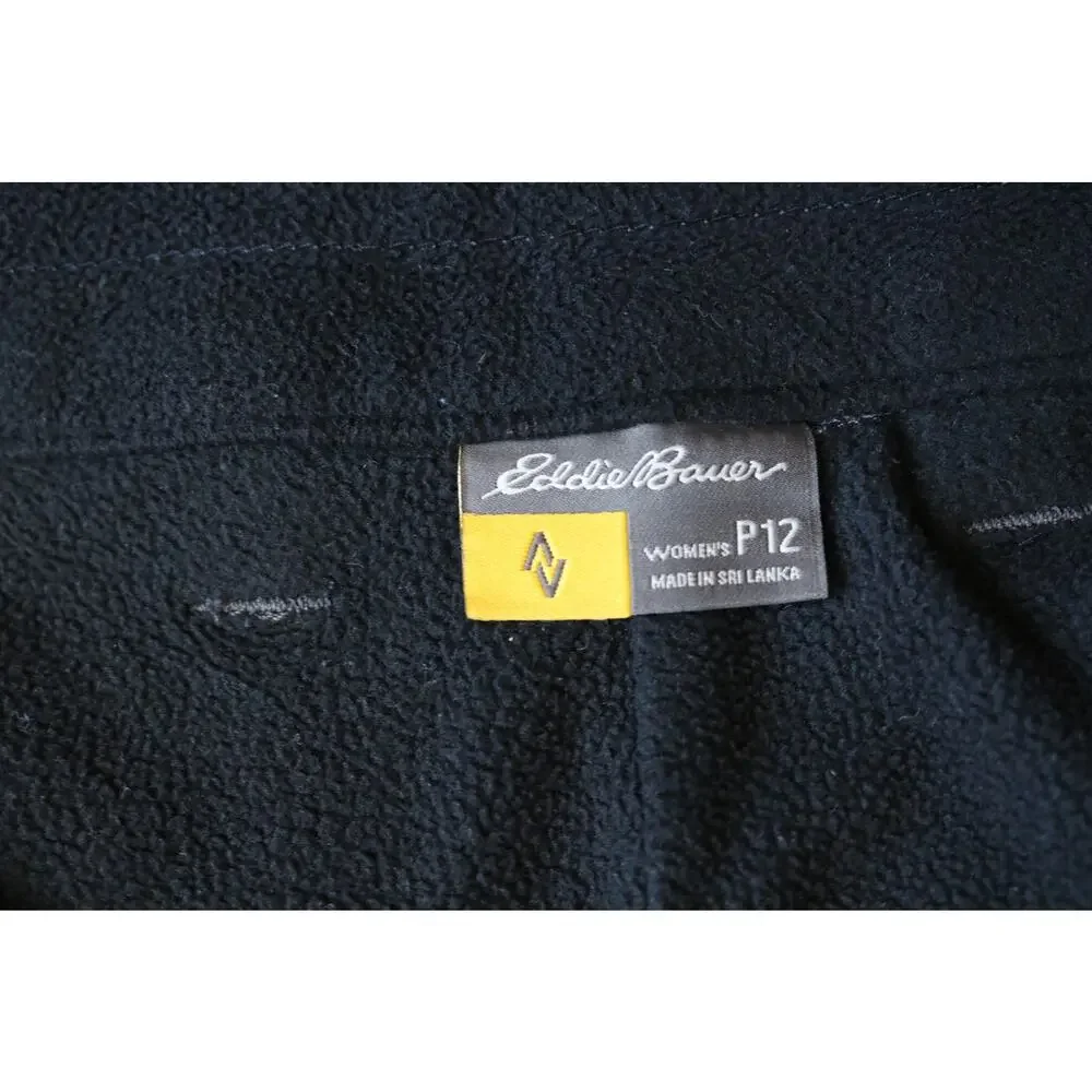 EDDIE BAUER Insulated Pants Womens Petite 12 Gray Faux Fleece Lined Cargo Hiking - Picture 12 of 14